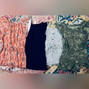 Floral and Striped Romper Set